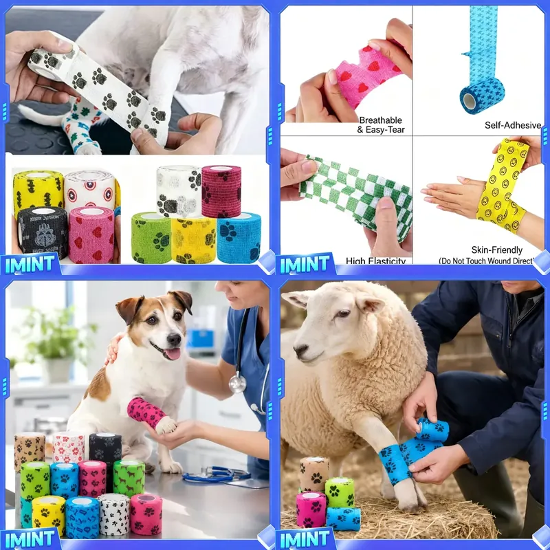 Pet Supplies Vet - Vendaje Cohesivo Transpirable Autoadhesivo con Diseño
