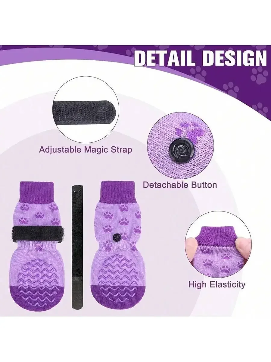 Dog Booties Paw Protector - 6 pares de calcetines antideslizantes para
