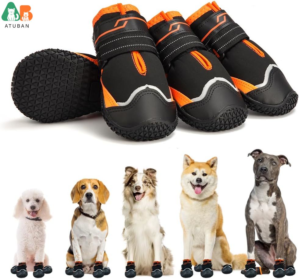 ATUBAN-zapatos antideslizantes - Dog Booties Paw Protector reseña y precio